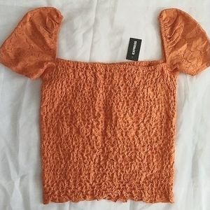 EXPRESS off the shoulder orange top